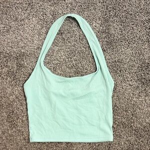 SHEIN Light Green Ribbed Halter Tank